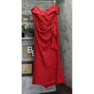 Xscape Long Off the Shoulder Scuba Crepe Dress Gown 4793XW Red 22W